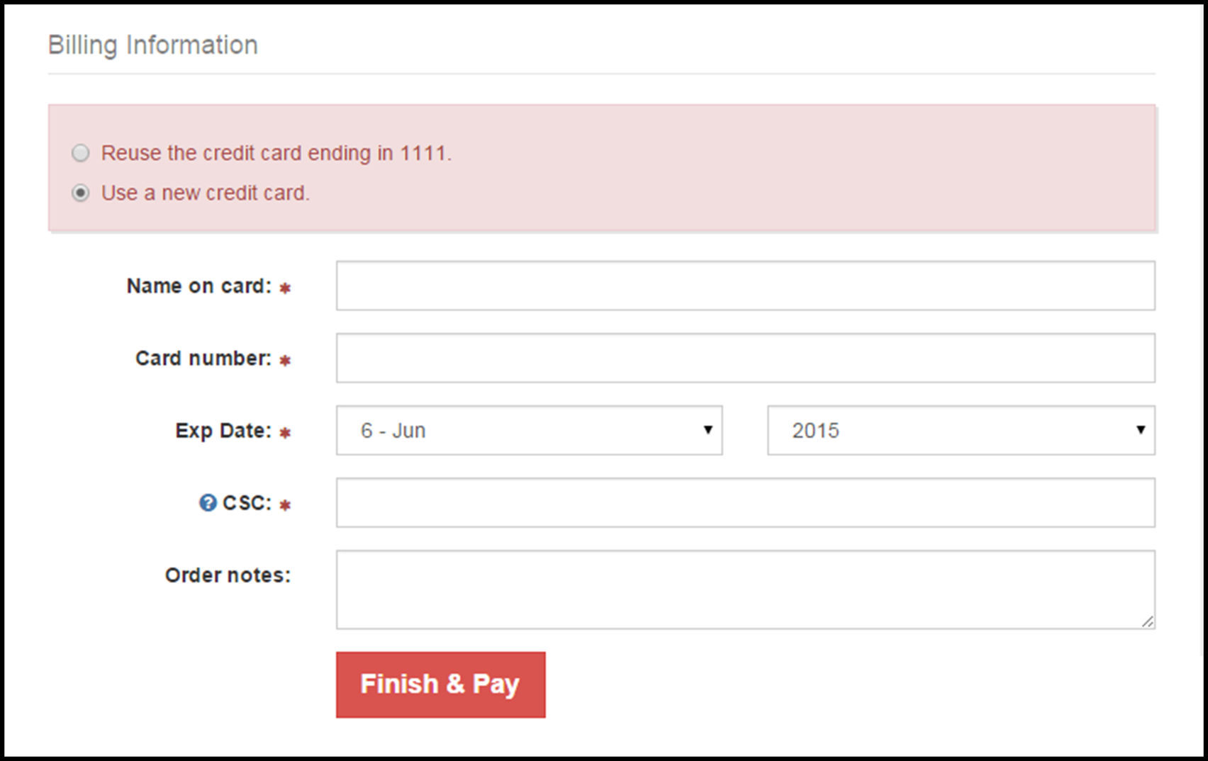 Credit card form
